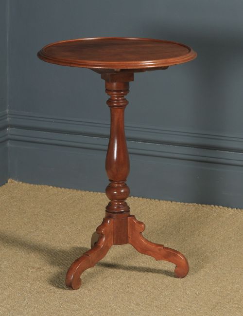 Small Antique English Victorian Mahogany Tripod Circular Pedestal Wine Table (Circa 1850)