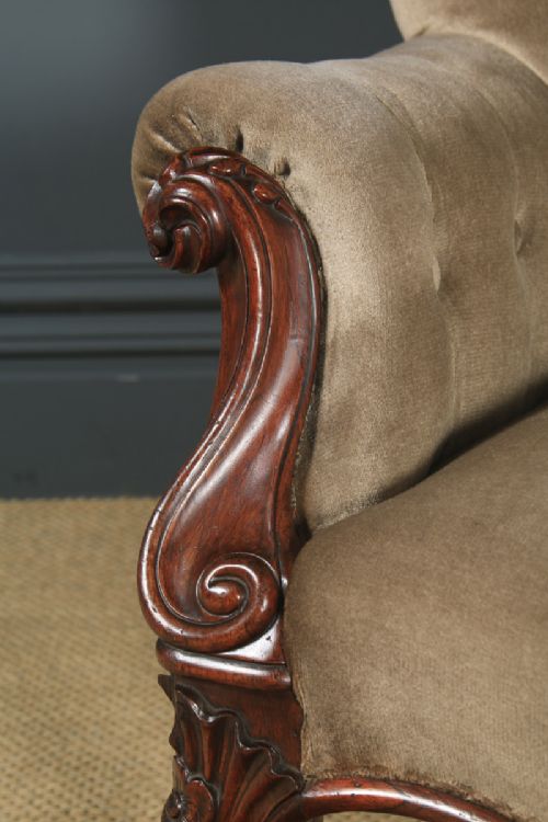 fig 7. Antique English Victorian Rosewood Upholstered Chaise Longue Sofa Couch (Circa 1850)