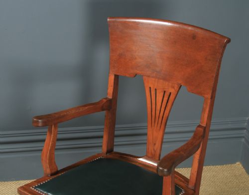 fig 2. Antique English Edwardian Art Nouveau Ash & Birch Revolving Office Desk Arm Chair (Circa 1910)