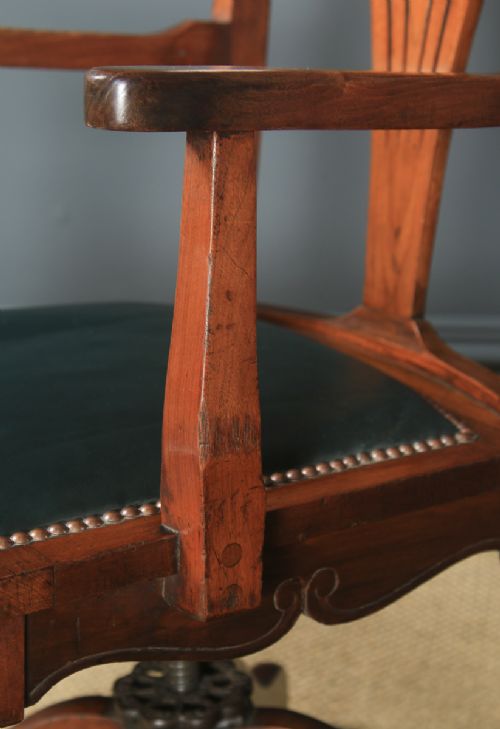 fig 7. Antique English Edwardian Art Nouveau Ash & Birch Revolving Office Desk Arm Chair (Circa 1910)
