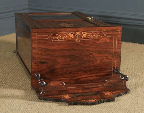 fig 2. Antique English Edwardian Rosewood Inlaid Sheet Music Display Cabinet (Circa 1910)