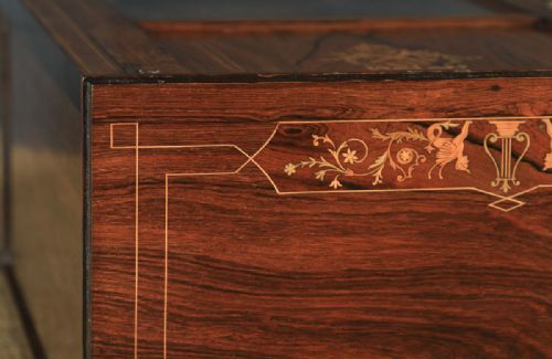 fig 3. Antique English Edwardian Rosewood Inlaid Sheet Music Display Cabinet (Circa 1910)