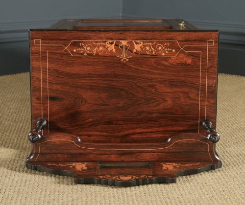 fig 4. Antique English Edwardian Rosewood Inlaid Sheet Music Display Cabinet (Circa 1910)