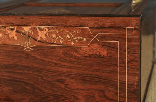 fig 6. Antique English Edwardian Rosewood Inlaid Sheet Music Display Cabinet (Circa 1910)