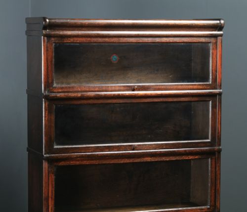 fig 9. Antique English George V Globe Wernicke Oak Four Tier Glazed Waterfall Bookcase (Circa 1920)