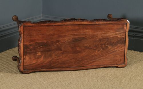 fig 5. Antique English Queen Anne Style Flame Mahogany & Glass Coffee Table (Circa 1930)