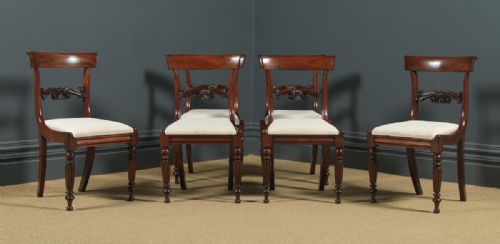 fig 1. Antique English William IV Set of Six 6 Mahogany Bar Back Dining Chairs (Circa 1830)
