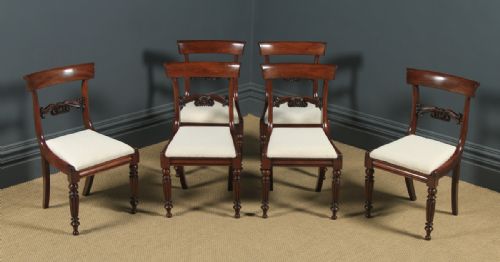 fig 2. Antique English William IV Set of Six 6 Mahogany Bar Back Dining Chairs (Circa 1830)