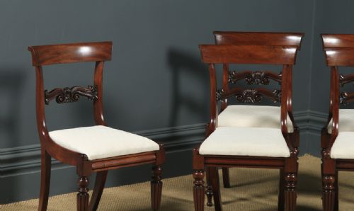 fig 3. Antique English William IV Set of Six 6 Mahogany Bar Back Dining Chairs (Circa 1830)