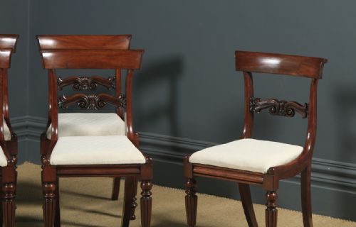 fig 4. Antique English William IV Set of Six 6 Mahogany Bar Back Dining Chairs (Circa 1830)