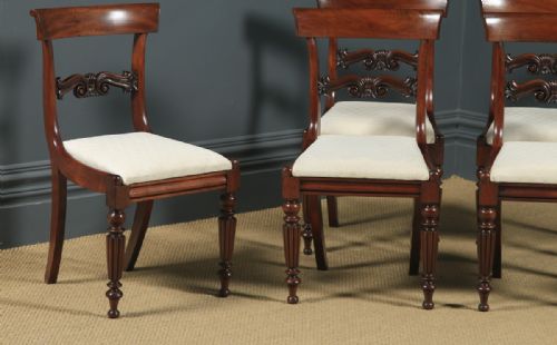 fig 5. Antique English William IV Set of Six 6 Mahogany Bar Back Dining Chairs (Circa 1830)
