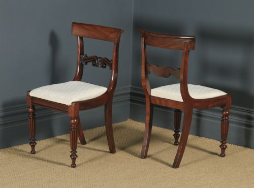 fig 6. Antique English William IV Set of Six 6 Mahogany Bar Back Dining Chairs (Circa 1830)