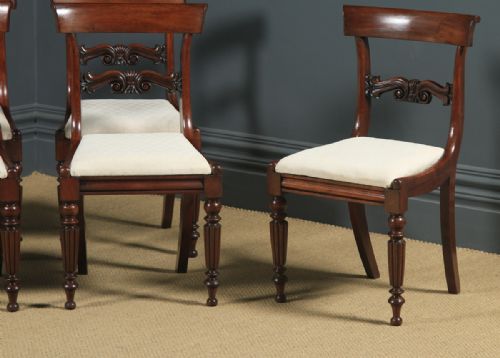 fig 7. Antique English William IV Set of Six 6 Mahogany Bar Back Dining Chairs (Circa 1830)