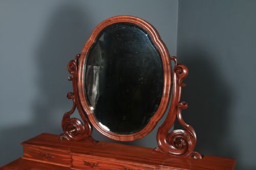 fig 2. Antique English Victorian Mahogany Pedestal Dressing Table with Mirror (Circa 1870)