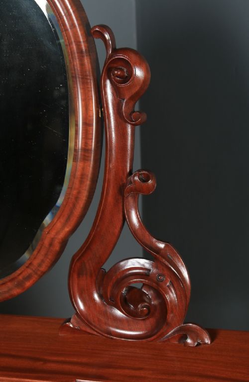 fig 5. Antique English Victorian Mahogany Pedestal Dressing Table with Mirror (Circa 1870)