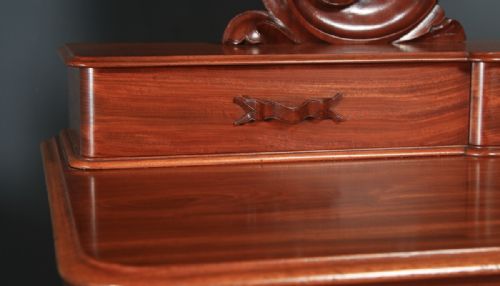 fig 6. Antique English Victorian Mahogany Pedestal Dressing Table with Mirror (Circa 1870)