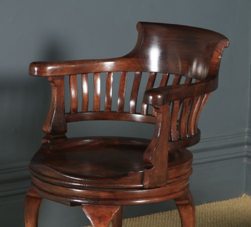 fig 2. Pair of Antique English Victorian Mahogany Revolving Office Desk Arm Chairs (Circa 1880)