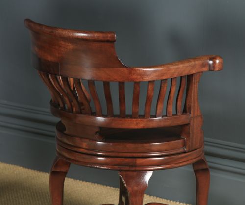 fig 3. Pair of Antique English Victorian Mahogany Revolving Office Desk Arm Chairs (Circa 1880)