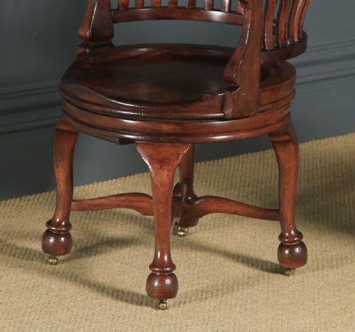 fig 4. Pair of Antique English Victorian Mahogany Revolving Office Desk Arm Chairs (Circa 1880)