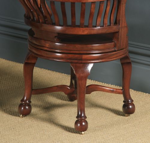 fig 5. Pair of Antique English Victorian Mahogany Revolving Office Desk Arm Chairs (Circa 1880)