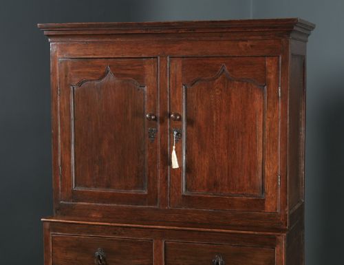 fig 2. Antique Welsh 18th Century Georgian Oak Livery Press Housekeepers Cupboard (Circa 1780)