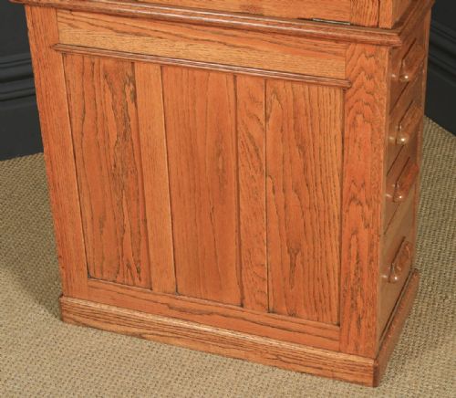 fig 6. Antique English Edwardian Oak Bureau Pedestal Office Desk (Circa 1910)