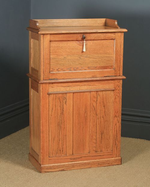 fig 1. Antique English Edwardian Oak Bureau Pedestal Office Desk (Circa 1910)