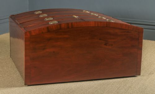fig 2. Antique English Georgian Regency Figured Mahogany Bow Front Chest of Drawers (Circa 1820)