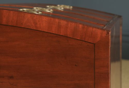 fig 6. Antique English Georgian Regency Figured Mahogany Bow Front Chest of Drawers (Circa 1820)