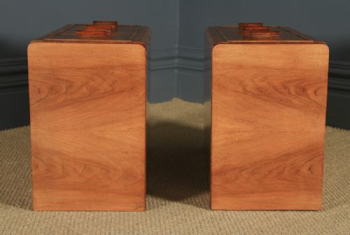 fig 6. Antique Pair of English Art Deco Figured Walnut Bedside Tables (Circa 1935)