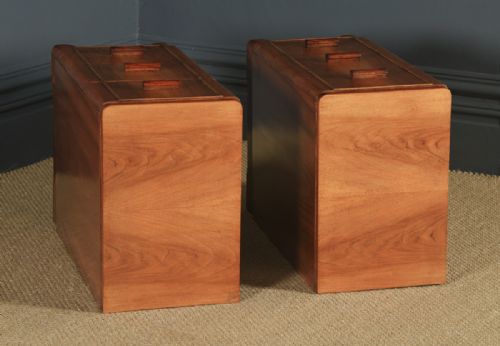 fig 3. Antique Pair of English Art Deco Figured Walnut Bedside Tables (Circa 1935)