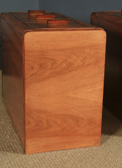 fig 4. Antique Pair of English Art Deco Figured Walnut Bedside Tables (Circa 1935)