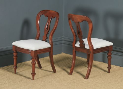 fig 1. Antique English Victorian Pair Two Mahogany Balloon Spear Back Dining Chairs (Circa 1870)