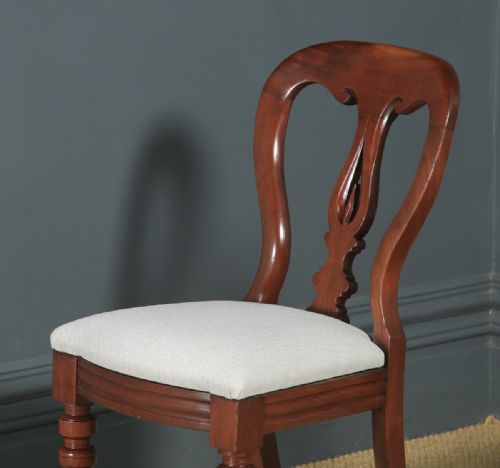 fig 2. Antique English Victorian Pair Two Mahogany Balloon Spear Back Dining Chairs (Circa 1870)