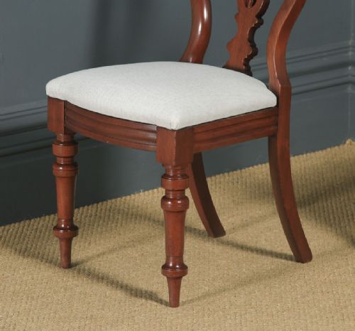 fig 3. Antique English Victorian Pair Two Mahogany Balloon Spear Back Dining Chairs (Circa 1870)