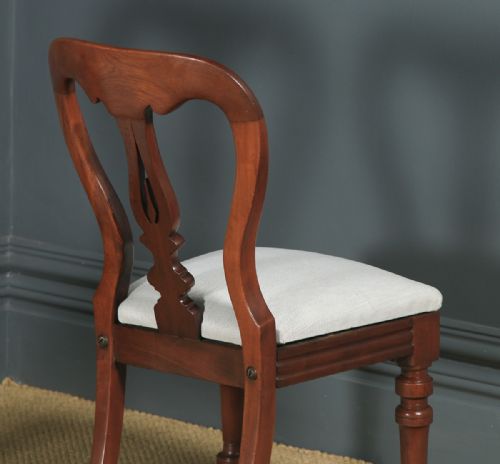 fig 4. Antique English Victorian Pair Two Mahogany Balloon Spear Back Dining Chairs (Circa 1870)