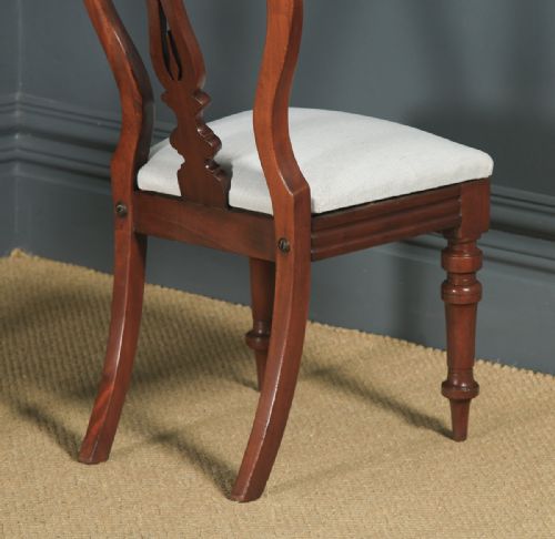 fig 5. Antique English Victorian Pair Two Mahogany Balloon Spear Back Dining Chairs (Circa 1870)