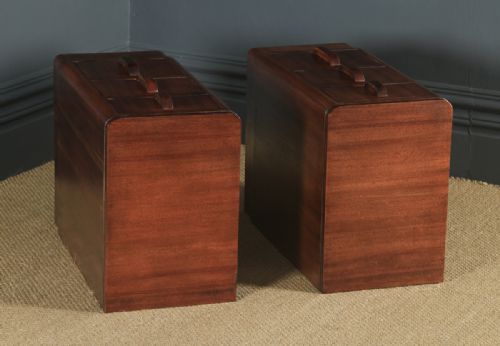 fig 3. Antique Pair of English Art Deco Mahogany Bedside Chest Tables (Circa 1935)
