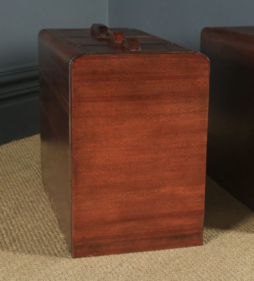 fig 4. Antique Pair of English Art Deco Mahogany Bedside Chest Tables (Circa 1935)