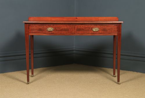 fig 1. Antique English Edwardian Regency Style Mahogany Inlaid Writing Table (Circa 1910)