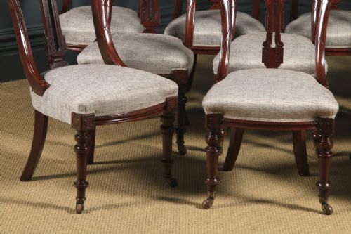 fig 4. Antique English Victorian Set of Ten 10 Mahogany Bow Back Dining Chairs (Circa 1880)
