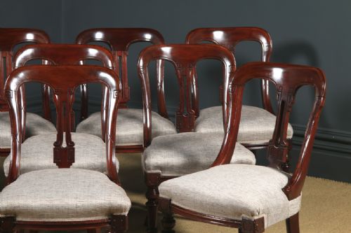 fig 5. Antique English Victorian Set of Ten 10 Mahogany Bow Back Dining Chairs (Circa 1880)