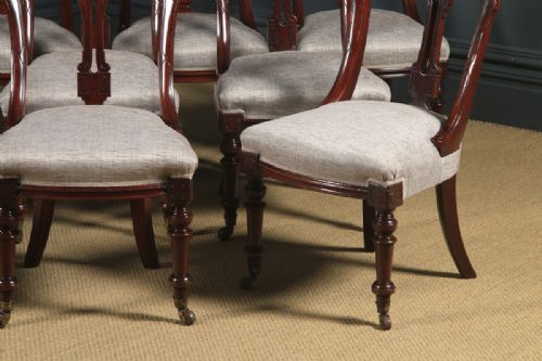 fig 6. Antique English Victorian Set of Ten 10 Mahogany Bow Back Dining Chairs (Circa 1880)