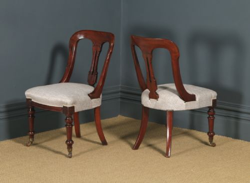 fig 7. Antique English Victorian Set of Ten 10 Mahogany Bow Back Dining Chairs (Circa 1880)