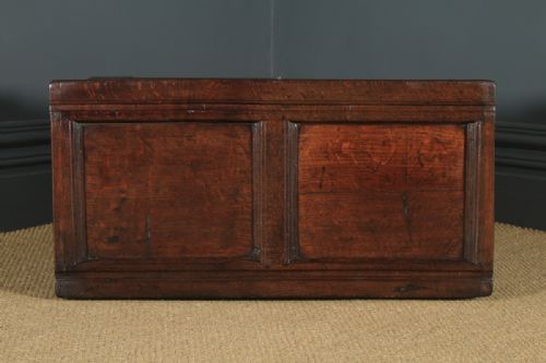 fig 5. Small Antique English 18th Century Georgian Oak Coffer Chest Blanket Box Trunk (Circa 1720)