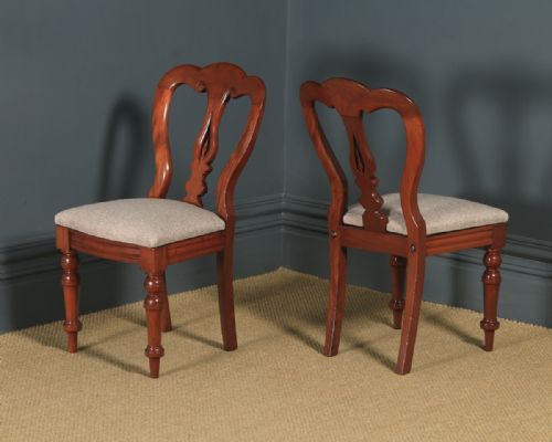fig 7. Antique English Victorian Set of Six 6 Mahogany Balloon Spear Back Dining Chairs (Circa 1870)