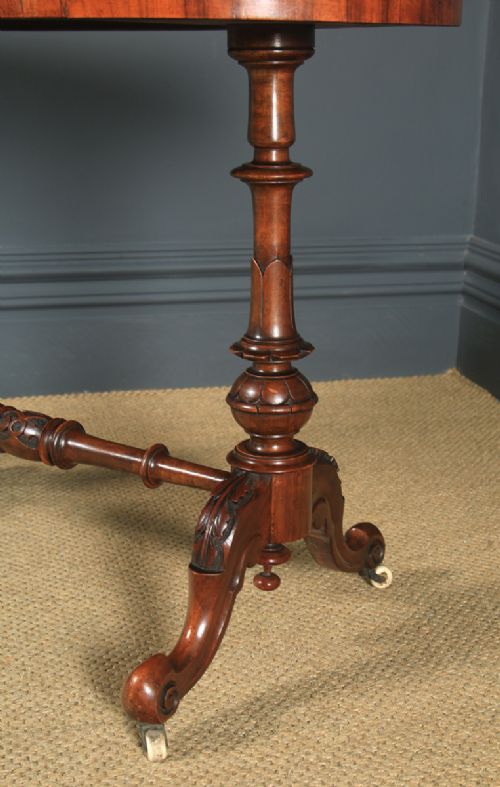 fig 6. Antique English Victorian Burr Walnut Inlaid Oval Occasional Silver Side Table (Circa 1870)