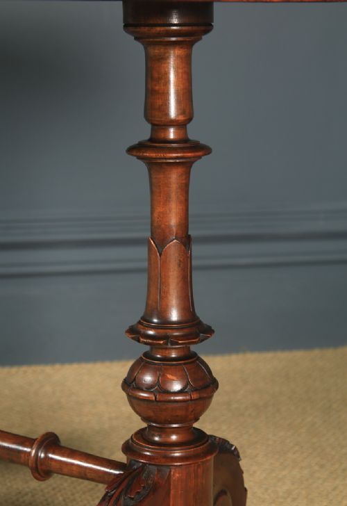 fig 7. Antique English Victorian Burr Walnut Inlaid Oval Occasional Silver Side Table (Circa 1870)