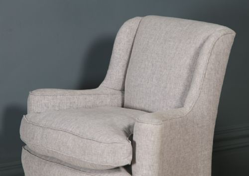 fig 2. Antique English Pair of Georgian Style Grey Upholstered Beech Arm Chairs (Circa 1900)