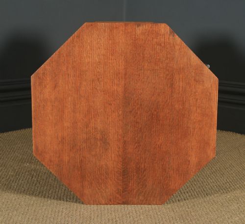 fig 4. Antique English Art Deco Oak Octagonal Bedside Cabinet Table Nightstand (Circa 1941)